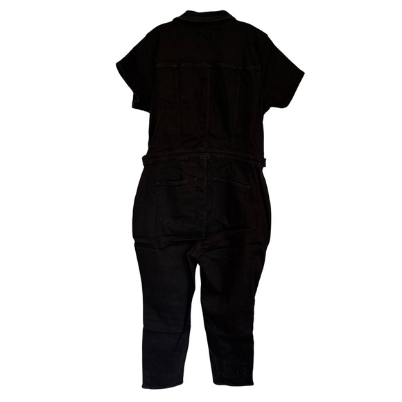 Good American Fit For Success Denim Jumpsuit Women 2XL Black Stretch Minimalist - Picture 10 of 16